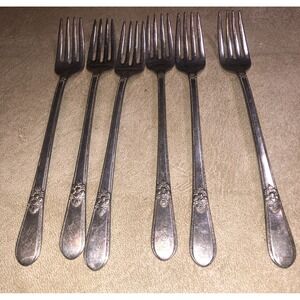 1847 Rogers Bros ADORATION International Silver Plate 6 Dinner Forks Flatware  S